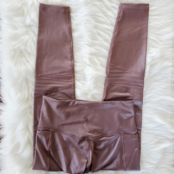 NWOT Athleta Brown Shimmer Inclination Leggings - Picture 5 of 8